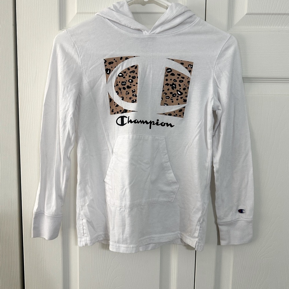 Champion White and Brown Hoodie Teeshirt